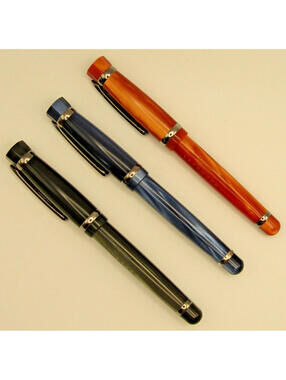 Set of 3 Levenger Verona Ballpoint Pens Green L734, Orange F704 and Blue E071